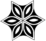 Logo of Okana Handmade - tribal flower in black and white, looks like an annise seed pod