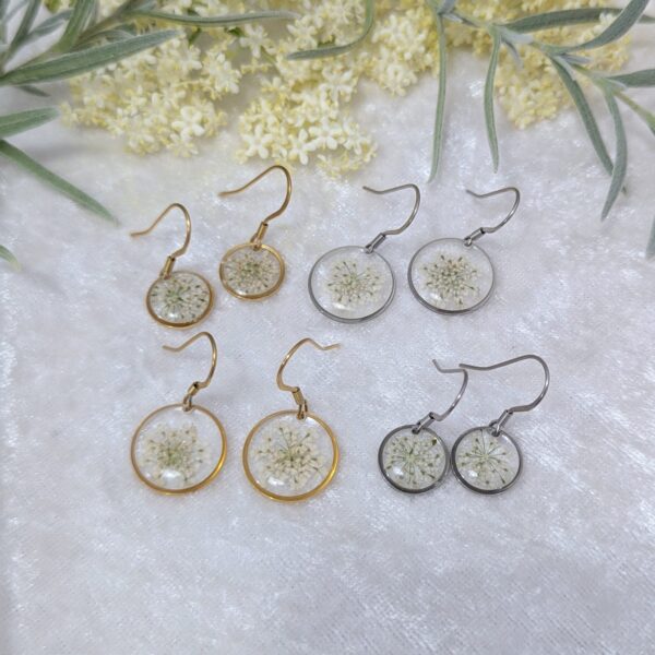 White Queen Anne's Lace Wildflower Earrings