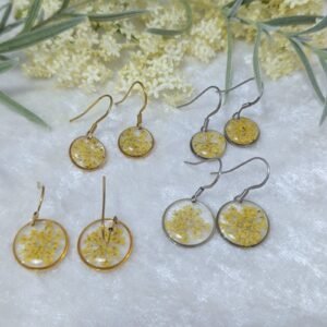 Yellow Queen Anne's Lace Wildflower Earrings