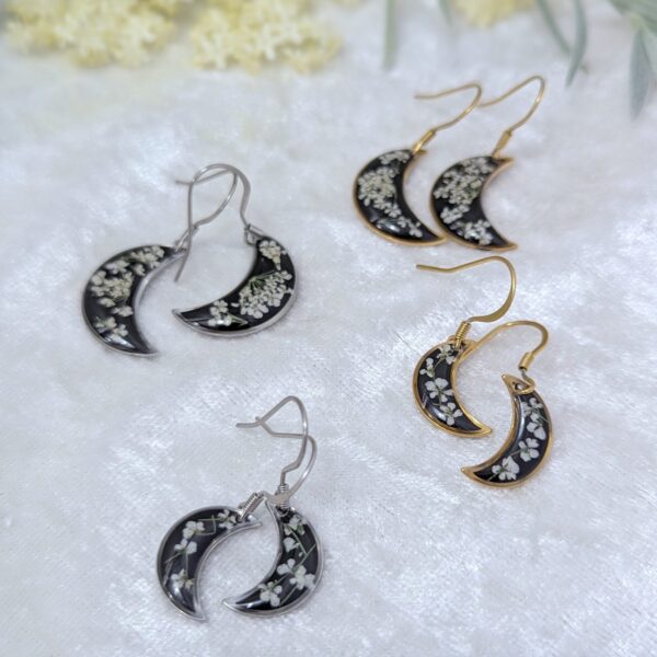 Black Wildflower Moon Earrings